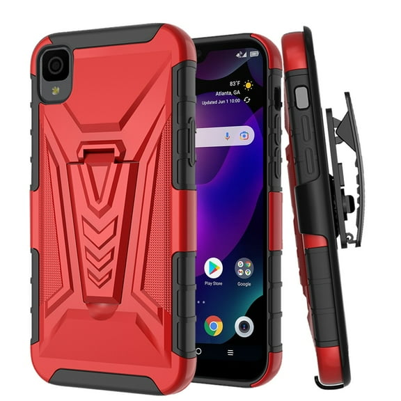 For Celero 5G 2023 (6.5") Combo Rugged Swivel Belt Clip Holster Heavy Duty Hybrid Armor Rubber with Kickstand Stand Cover ,Xpm Phone Case [ Red ]