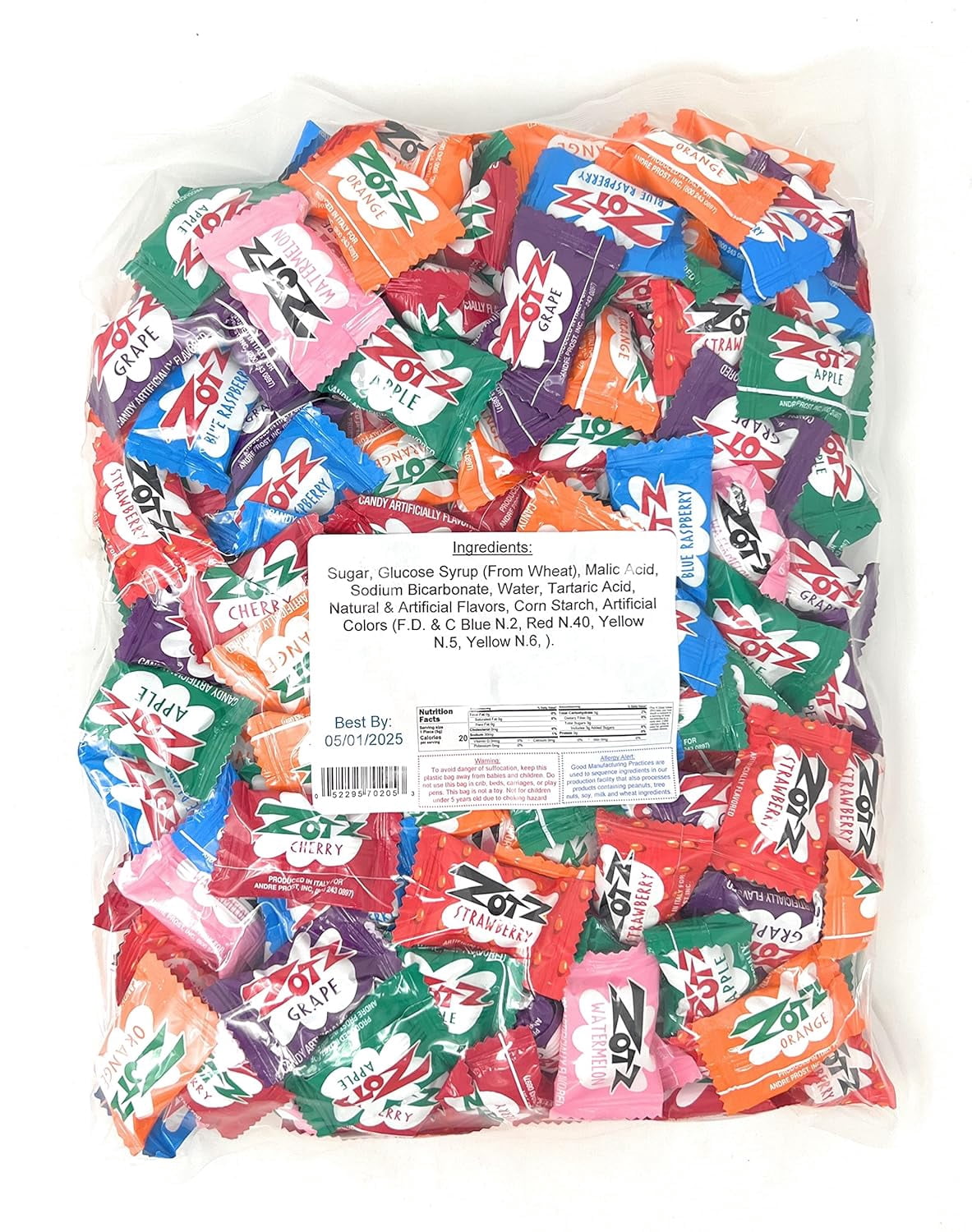 YANKEETRADERS® Zotz Assorted Sour Fizzing Candy - 2lbs.