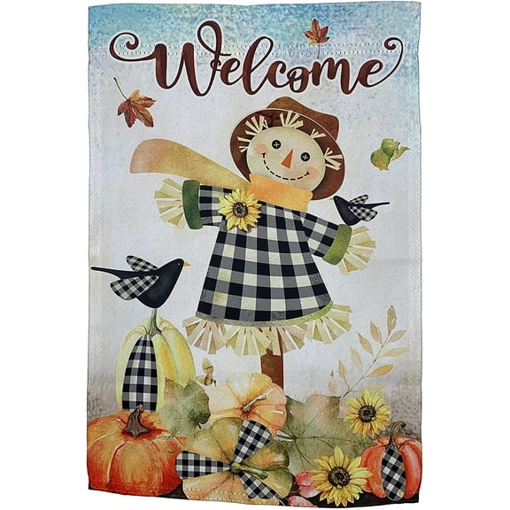 Fall Scarecrow Welcome Garden Flag – 12" x 18", Double Sided, Autumn Decor, Thanksgiving Decorations, Home Decor, Halloween