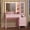 Pink, variant on Afuhokles Large Makeup Vanity with Lights, Vanity Table with Charging Station Vanity Desk with Mirror and 10 LED Light Bulbs, 5 Drawers, White