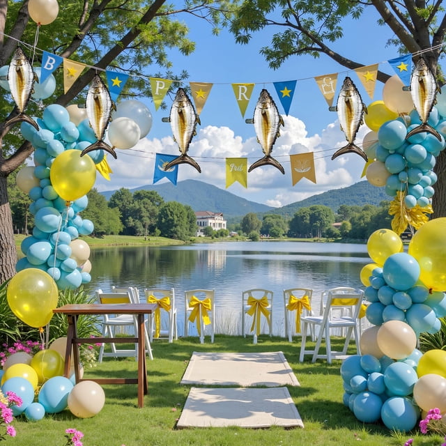 BEADCEST 10Pcs Multi Color Inflatable Tuna Balloons Aluminum Foil for Ocean Animal and Pool Party Supplies