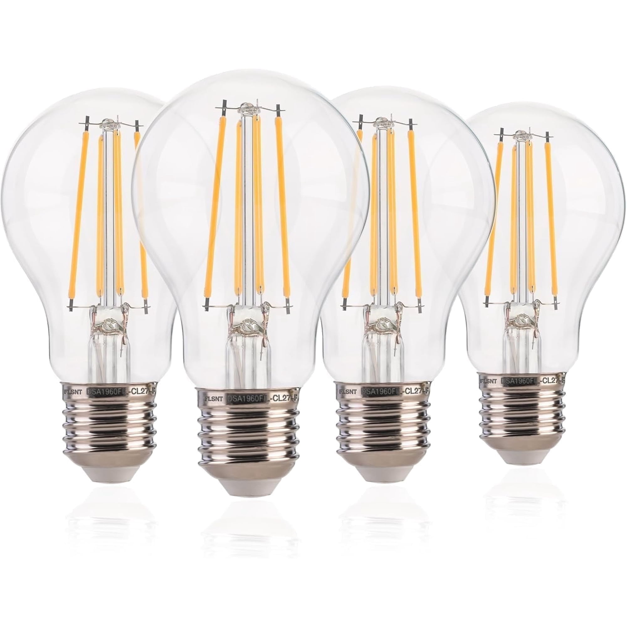 A19 Dusk to Dawn Light Bulbs Auto On/Off - 7W (60W Eqv.) 800LM, Photocell Sensor, Vintage LED Edison Bulb E26 Base, 2700K Warm White for Outdoor Lighting, 4 Pack