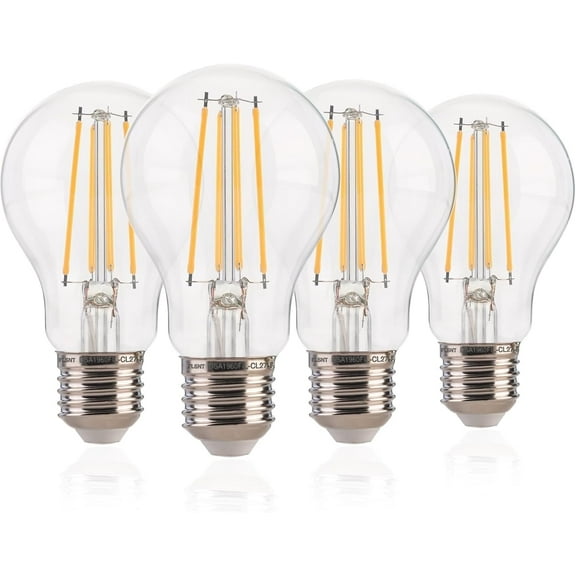 A19 Dusk to Dawn Light Bulbs Auto On/Off - 7W (60W Eqv.) 800LM, Photocell Sensor, Vintage LED Edison Bulb E26 Base, 2700K Warm White for Outdoor Lighting, 4 Pack