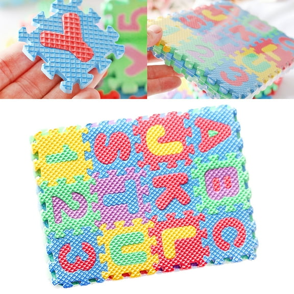 SPRING PARK 36Pcs Dollhouse Floor Foam Mat Mini Play Mat Number Letter Puzzle Miniature Kit