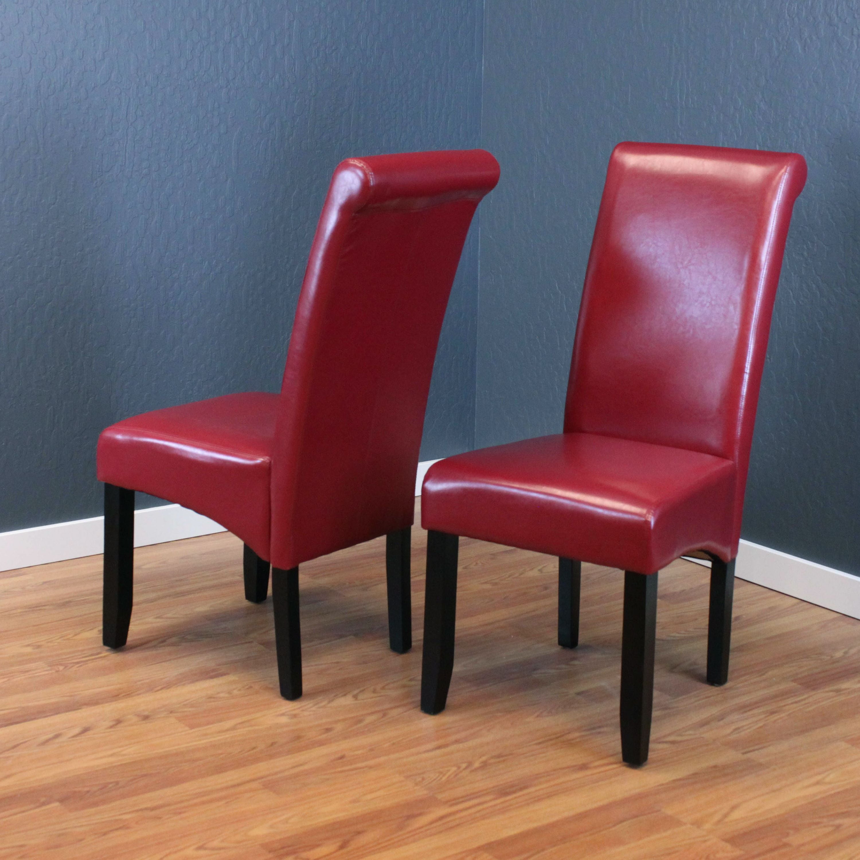 Milan Faux Leather Red Dining Chairs (Set of 2) - Walmart.com - Walmart.com