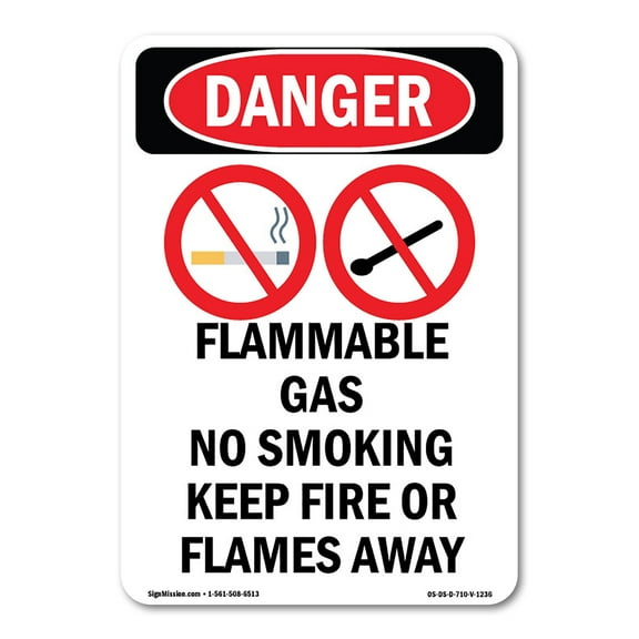 OSHA Danger Sign - Flammable Gas No Smoking | Decal | Protect Your Business, Construction Site, Warehouse & Shop Area | Made in The USA