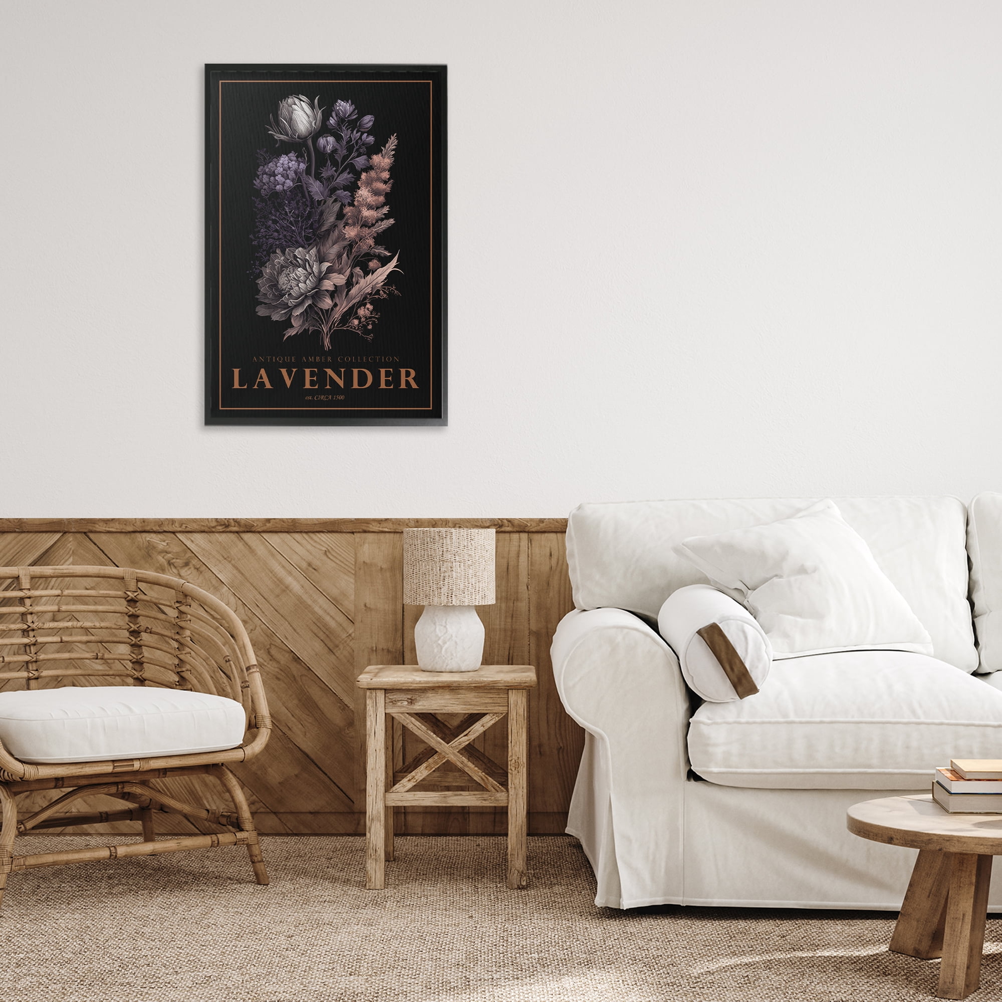 Stupell Industries Antique Lavender Light Black Framed Giclee Art, design by Chris Giampietro