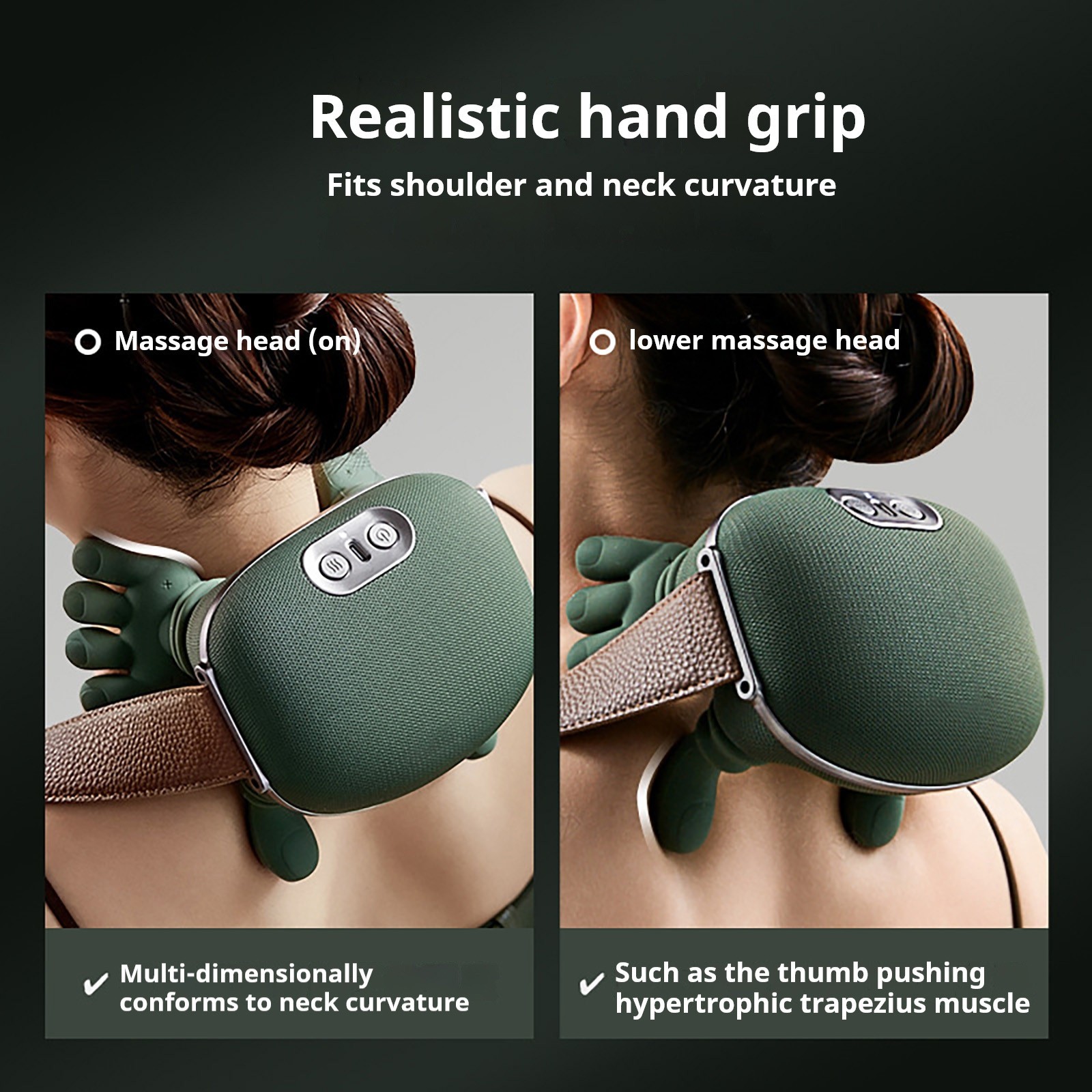 Chanana Bionic Heated Massager, Portable Shiatsu Neck and Back Massager, Electric Deep Tissue 4D Kneading Massage, Simulated Human Hand Design for Pain Relief and Muscle Relax