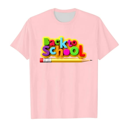 

School Season Girls T Shirt Summer Children s Short Sleeved Tops Soft And Comfortable Back To School Pattern Fashion Cartoon Casual Style Kids Tee Shirts Girls 8-9 Years