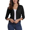 thumbnail image 5 of CIENVNSTG Women's Cardigan Sweater 3/4 Sleeve Open Front Cropped Sweater Lightweight Elegant Shrugs for Dress Black L, 5 of 5