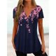 thumbnail image 4 of Camisetas holgadas con cuello en V para mujer, Camiseta con estampado Floral para mujer, Tops informales elegantes de estilo fresco para diario, 2023, 4 of 5