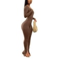 thumbnail image 4 of Aayomet Workout Jumpsuits For Women Women Fashion Yoga Jumpsuits Workout Ribbed Long Sleeve Sport Jumpsuits Backless,Brown XXL, 4 of 5