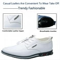 thumbnail image 2 of Men's Casual Loafers Leather Comfortable Outdoor Breathable Oxfords Lightweight Driving Moccasin Business Dress Shoes White 11 US, 2 of 7
