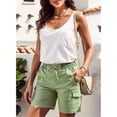 thumbnail image 5 of Womens Summer Shorts Relaxed Fit High Waist Casual 4 Pocketed Hiking Cargo Shorts Outdoor Outfits Cotton And Linen Casual High-Waisted Work Pants Army green S, 5 of 9
