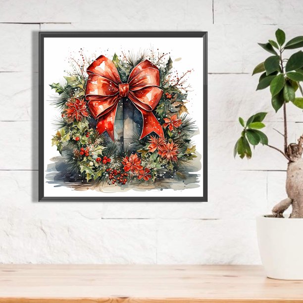 Pintura de diamante 5D DIY, kit de corona de Navidad con taladro redondo completo, decoración del hogar FLhrweasw Nuevo