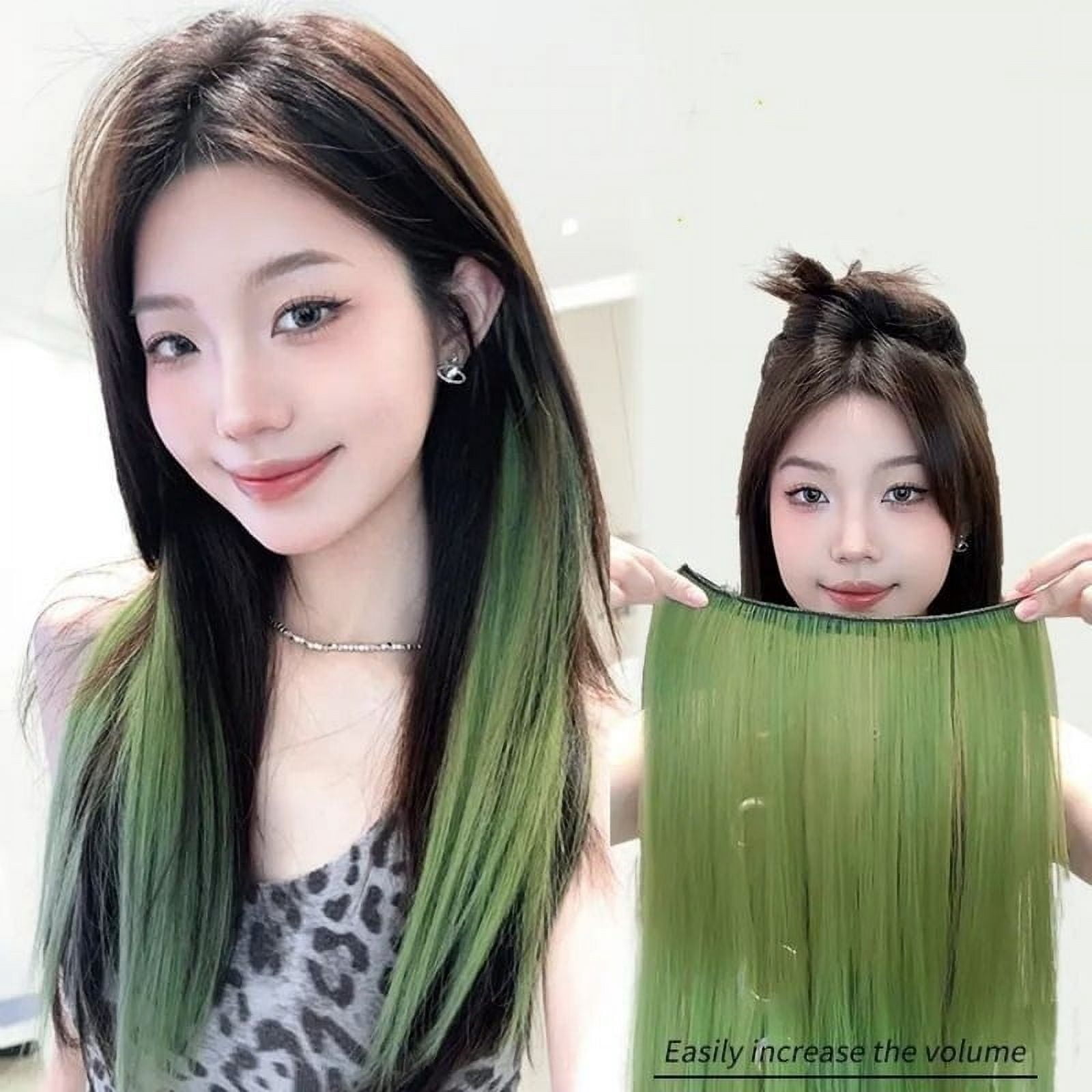 Versatile Dyed One-piece Synthetic Clip-in Hairpiece for White Hair Natural Feel and Easy-to-Style Extension Seamless Wig Piece