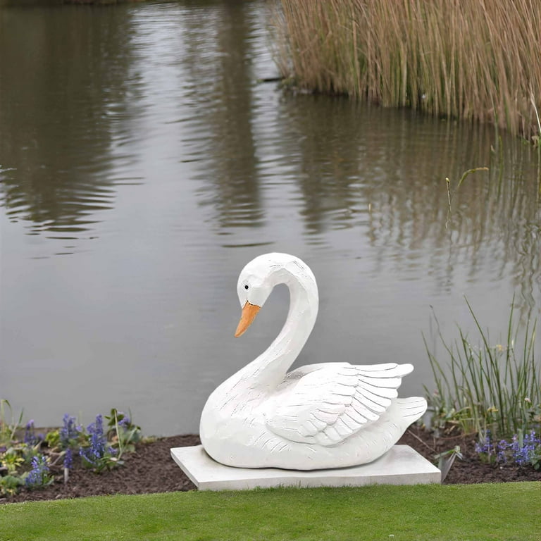 DurableDelights 7.48-Inch White Swan Figurine - Resin Sculpture