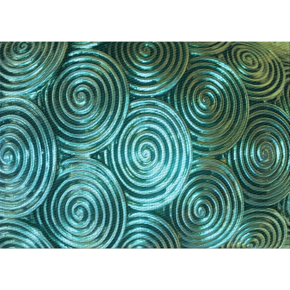 Ahgly Company Indoor Rectangle Patterned Medium Teal Green Area Rugs, 2' x 3'