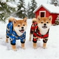 thumbnail image 5 of Traje de nieve con capucha, forrado de lana, con cuatro patas, acolchado, para invierno, abrigo térmico para cachorros, a prueba de viento, con tira reflectante y anilla para correa, para gatos p..., 5 of 5