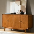thumbnail image 2 of 4 Doors Modern Curved Sideboard Buffet Cabinet with Storage Adjustable Shelves Cable Management Living Room Acorn, 2 of 7