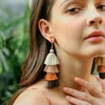 thumbnail image 4 of K-KED Women's Vintage Bohemian Long String Drop Dangle Earrings Tassels Delicate Jewelry -Light Coffee, 4 of 9