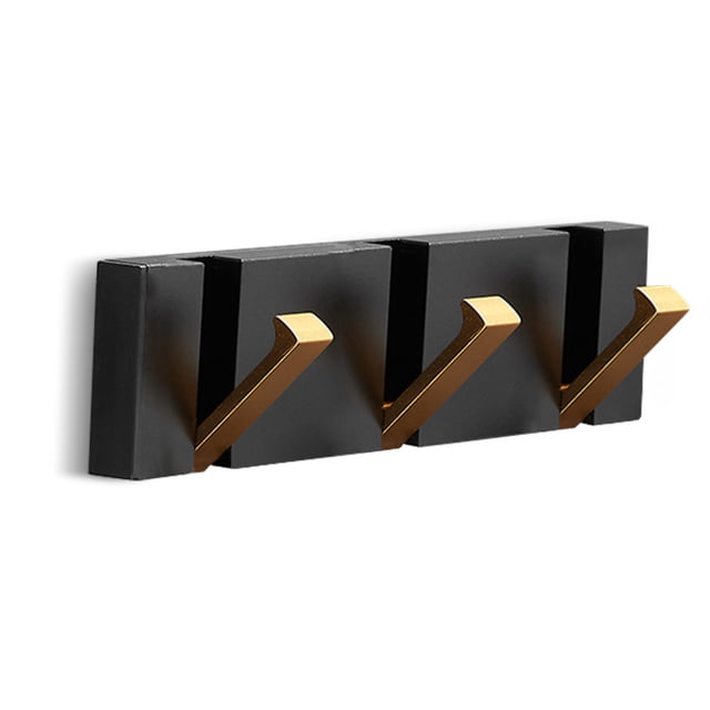 Hooks Sin taladro Montado en la pared Rack Rack Noxing Chaquetas Organizador Aluminio Antideslizante Sin resbalón Soporte de colgante Sala de estar Negro Oro 3 Ganchos Speravity HA010064-03B