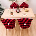 thumbnail image 4 of Nueva decoración para el hogar para la temporada navideña, funda para silla con diseño de ambiente navideño, cuadros rojos y negros y bolas de pelo blanco, 4 of 6