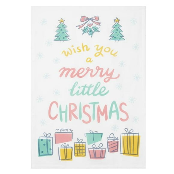 Peking Handicraft 04JES147WC 18 x 25 Po Vous Souhaite une Joyeuse Petite Serviette de Cuisine de Noël - Pack de 4