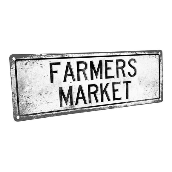 Farmers Market 4"x12" Metal Sign, Wall Décor for Farm and Country