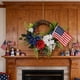 thumbnail image 5 of Corona patriótica para la puerta principal | Decoración del 4 de julio con bandera estadounidense y flores rojas, blancas y azules, 5 of 6