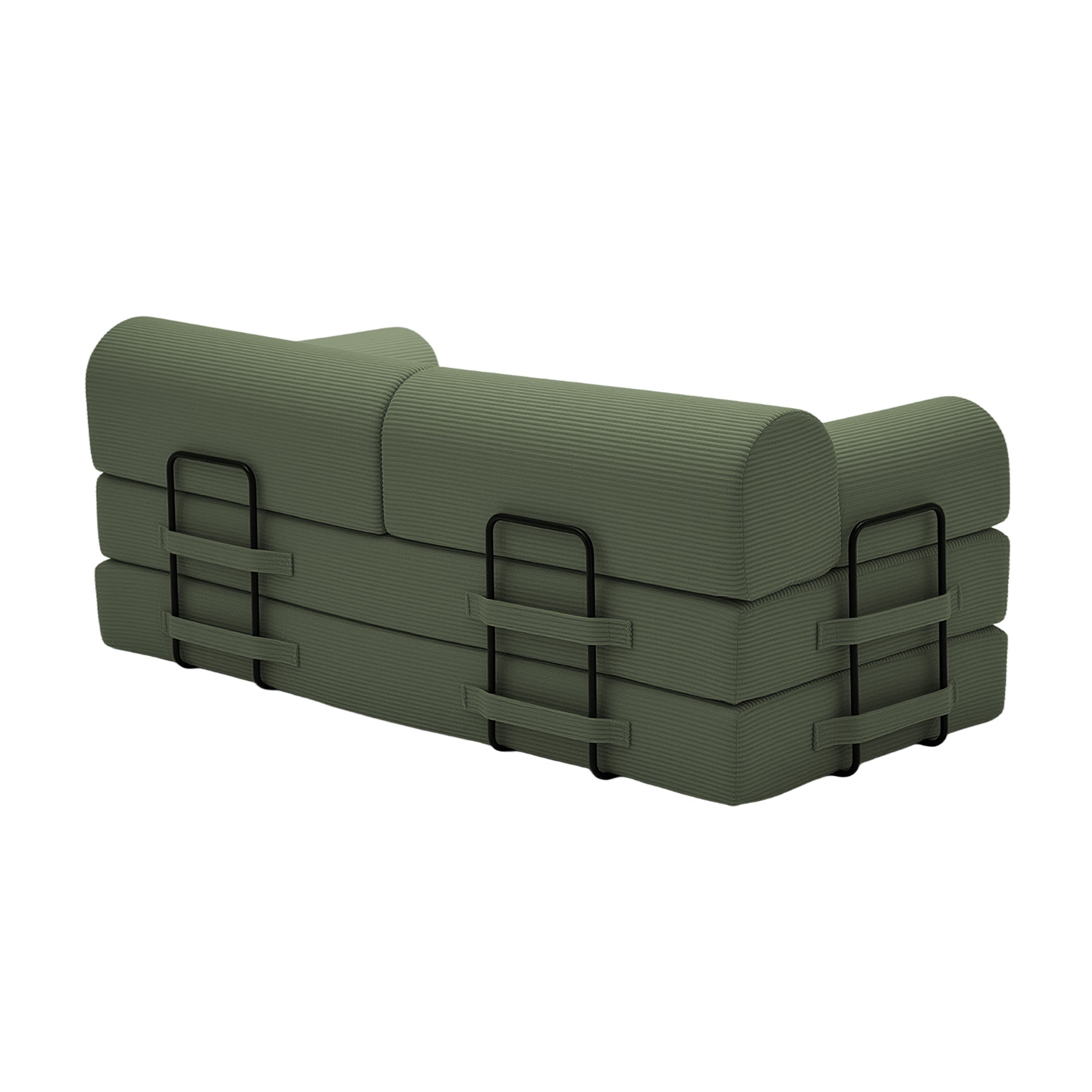 Leumius 79" Convertible Futon Sofa Bed, Boneless Couch for Living Room, Corduroy Folding Mattress Couch with Fixed-Shape Frame, Floor Sofa Lounge Couch with 2 Pillows, No Assembly,Grayish Green