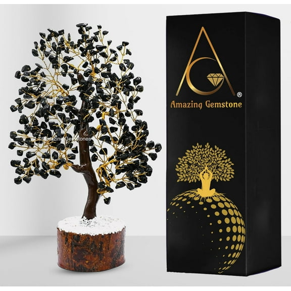 Black Tourmaline Crystal Tree - Healing Crystal Bonsai Tree Room Decor Office Desk Decor