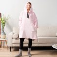 thumbnail image 6 of PAVILIA Blanket Hoodie for Women Pink, Sherpa Wearable Blanket Men, Cozy Oversized Sweatshirt Blanket, Warm Fleece Hooded Blanket Sweater with Sleeves and Two Big Pocket, Pink, 6 of 9