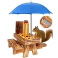 thumbnail image 1 of Mesa de pícnic con sombrilla de madera para ardillas MIXXIDEA, 1 of 7