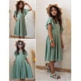 thumbnail image 5 of Arshiner Girl's Summer Dresses Ruffle Short Sleeve Swing Flowy Midi Casual Sundress with Pockets, 5 of 6