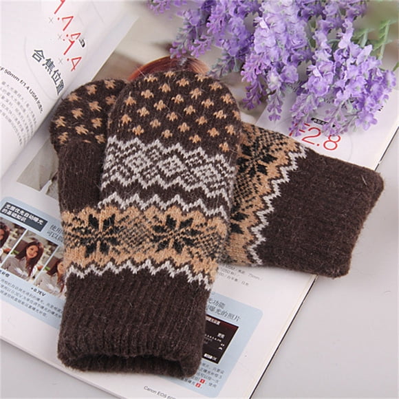 Brown Gloves Mittens Gloves Women's Winter Padded Outdoor Cycling Car Cold Non Slip Screen Driving To Keep Warm