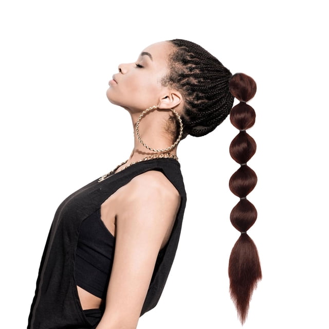 Fiudx Peluca Extensión de Cabello Rubio, Elegancia Elegante, con Trenza de Burbujas Suave, Envoltura Protectora Larga, para Uso Diario En Cosplay, Accesorio de Moda para Mujer, Fácil Instalación.