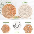 thumbnail image 4 of Haosy Set of 6 Drink Woven Coaster with Holder Heat Resistant Non-Slip Bar Coasters 4 Inches Orange Watercolor Pebble, 4 of 7