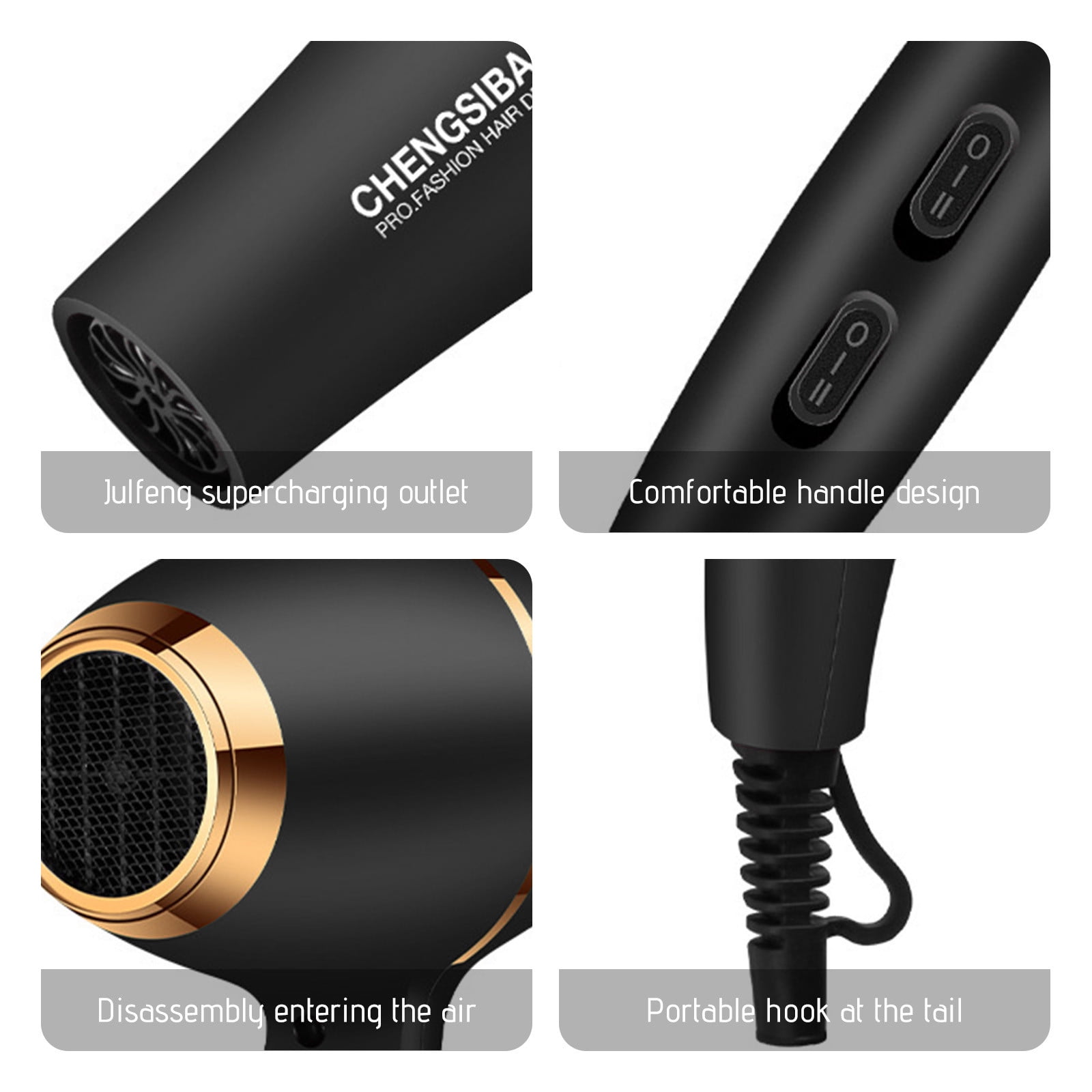 Portable High-Power Hair Dryer with Diffuser & Comb – Low Radiation, Fast Drying, 3-Speed Heat Control, Overheat Protection, Ideal for Travel, Curly or Straight Styling
