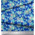 thumbnail image 3 of Soimoi Blue Heavy Canvas Fabric Leaves & Periwinkle Floral Printed Fabric 1 Yard 58 Inch Wide, 3 of 3