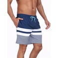 thumbnail image 5 of Mowujeit Mens Swim Trunks with Zipper Pockets Quick Dry Liner Bathing Suit-White stripe S, 5 of 8