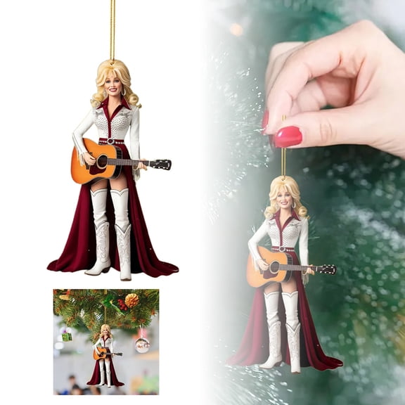 Oceanwell Dolly Christmas Hanging Ornament, 3.14 in Country Music Star Pendant (1PCS) Acrylic,A,8x7cm