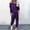 Purple, variant on Babysbule Womens Summer Tops Women Loose Two-piece Sets Solid Long Sleeve Tops Vest Casual Pants Sweatsuit