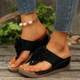 thumbnail image 3 of IUJSOY Orthopedic Sandals for Women Boho Flower Platform Flip Flops Wedges Comfortable Walking Shoes, 3 of 9