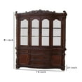 thumbnail image 5 of Benjara Oversized Crown Top Wooden Hutch and Buffet with Glass Doors, Cherry Brown, 5 of 5