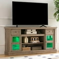 thumbnail image 2 of Sesslife TV Stand for TVs up to 70", Farmhouse LED Entertainment Center Table with 2 Storage Drawers and 2 Cabinets, TV Console Table with Adjustable Shelves, Roman Column Detailed, Wood, 2 of 8