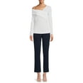 thumbnail image 4 of Nine.Eight Women’s Off Shoulder Wrap Top with Long Sleeves, 4 of 5
