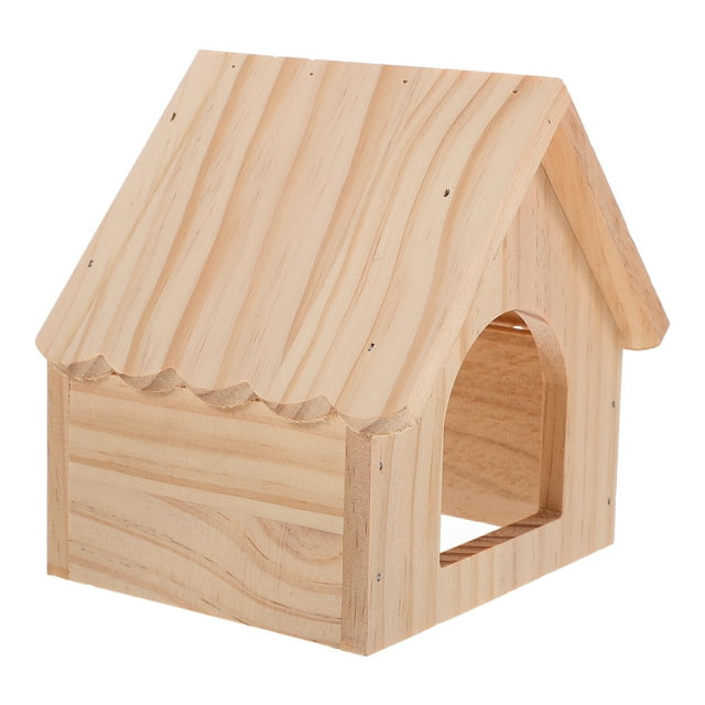 Shisuyan Wooden Hamster Hideout House Multi Small Pets Daily Life 1Pcs 5.3x5.1x4.4in