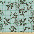 thumbnail image 2 of Ambesonne Floral Fabric by the Yard Upholstery, Curly Branches of Flowers, 1 Yard, Pale Blue Brown, 2 of 5