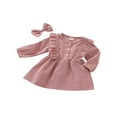 thumbnail image 3 of MesaSe Robe en Velours Côtelé à Volants Manches Longues Bandeau Robes Enfants Rouge Vin 6-12 Mois, 3 of 9